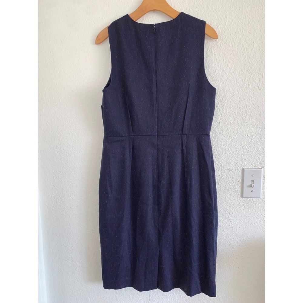 Banana Republic Womens Navy Blue Pleated Wool Silk Blend Sheath Dress 12 - Picture 3 of 10